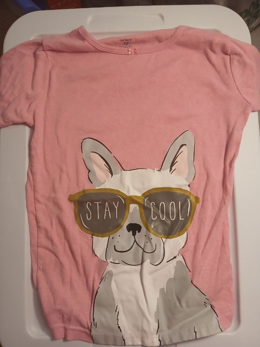Carter's Girls 12 Stay Cool Pink Dog Shirt